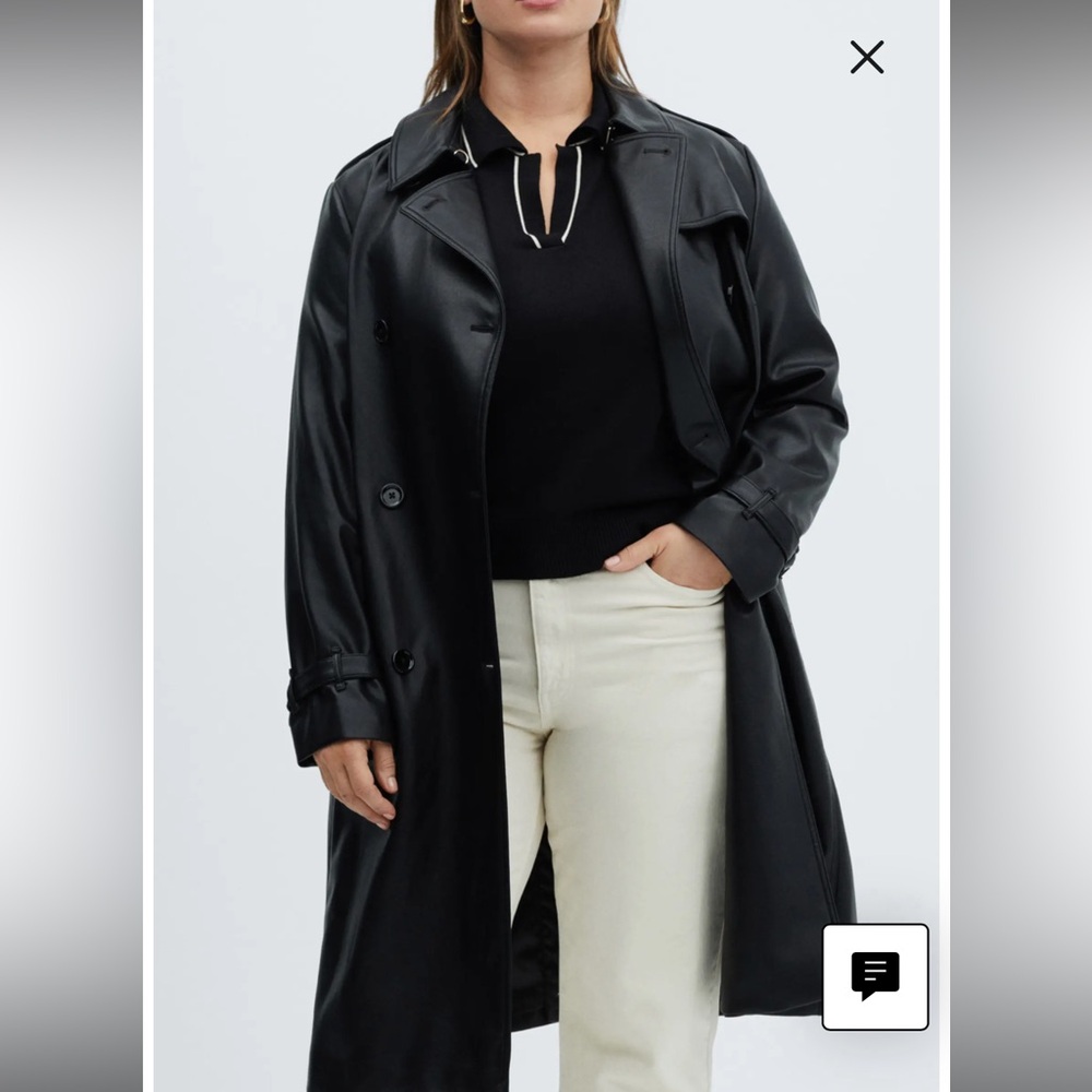 MANGO double breasted leather trench coat